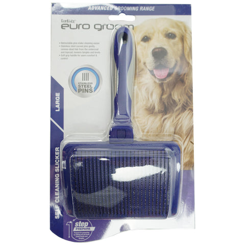 Euro Groom Self Cleaning Large Slicker Brush Hard Pin Dogs