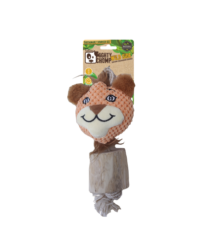 Mighty Chomp Safari Coffee Wood Cheetah w/Rope 25cm