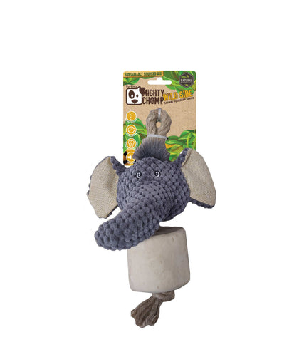 Mighty Chomp Safari Coffee Wood Elephant w/Rope 25cm