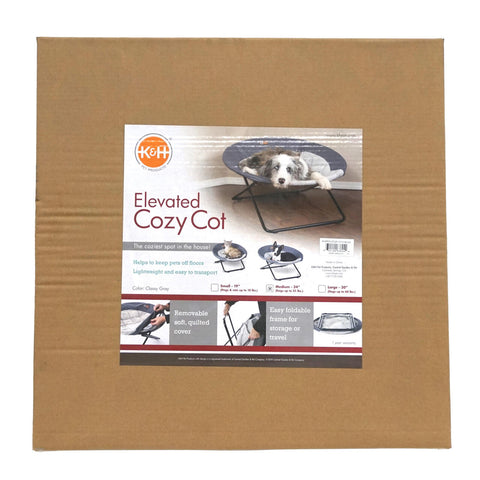 K & H Elevated 60cm Diameter Cozy Cot Grey