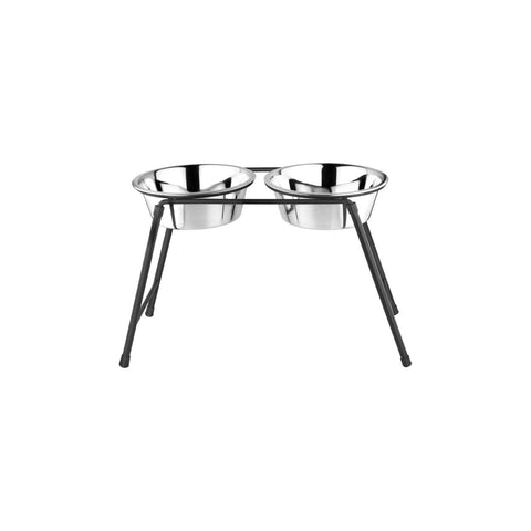 Metal Double Diner 2 x 380ml Stainless Steel Bowls