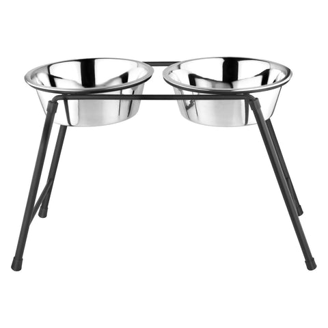 Metal Double Diner 2 x 2780ml Stainless Steel Bowls