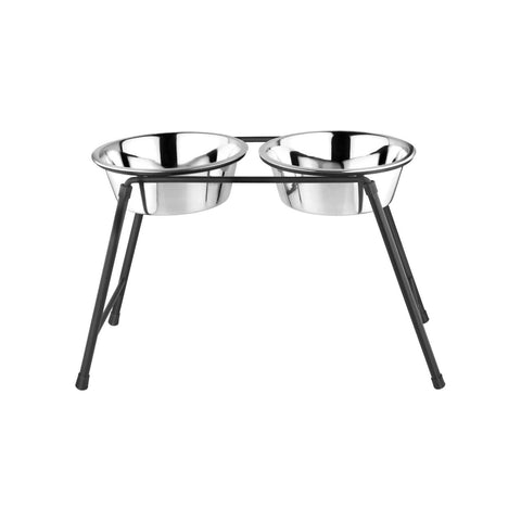 Metal Double Diner 2 x 1730ml Stainless Steel Bowls