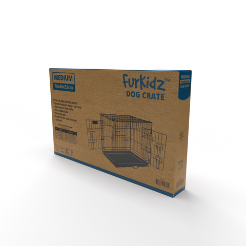 Furkidz Wire Dog Cage - Black 75 x 46 x 53cm