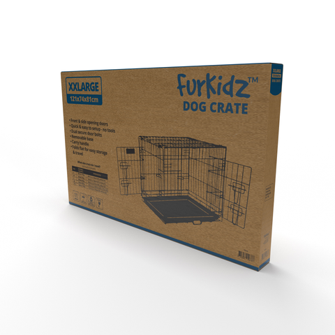 Furkidz Wire Dog Cage - Black 121 x 74 x 81cm