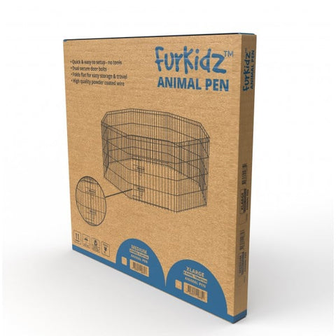 Furkidz Wire Animal Enclosure Black - 8 Panels 61 x 61cm