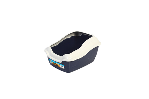 FurKidz Cat Pan Rim Set with High Back & Sides Dark Blue 50 x 40 x 29cm