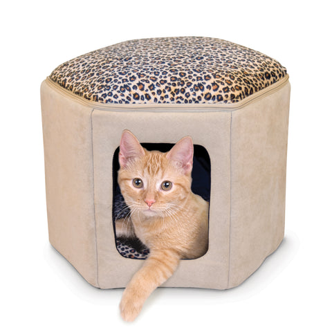 K & H Thermo Kitty Sleep House Tan/Leopard 43x30cm 4w