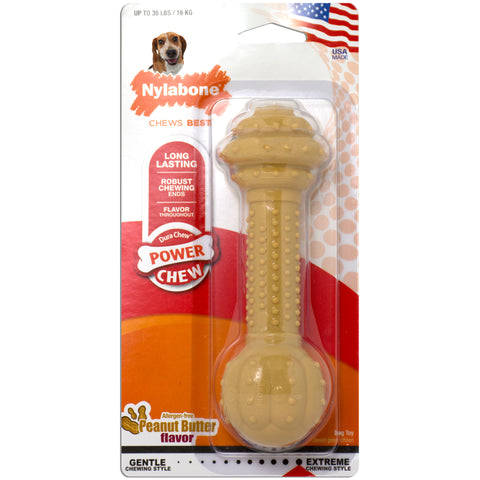 Nylabone Peanut Butter Barbell - Medium / Large