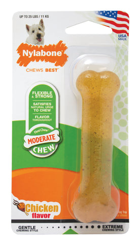 Nylabone FlexiChew Chicken Bone on Card - Regular