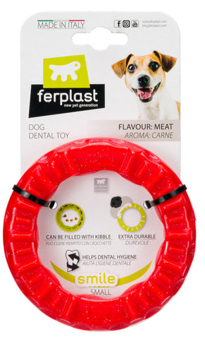SMILE Dog Dental Ring Small Red