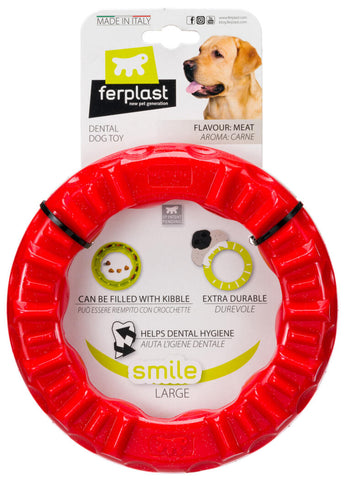 SMILE Dog Dental Ring Large Red