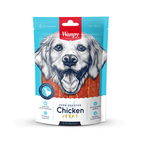 Wanpy Dry Chicken Jerky Strips - 100gm Bag
