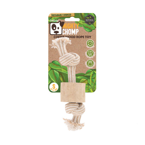 Mighty Chomp Coffee Wood Rope Toy Small