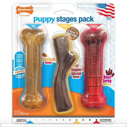 Nylabone Puppy - Triple Stages Pack Wolf (Chicken, Bacon,Beef)