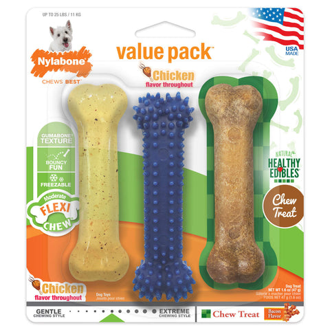 Nylabone Puppy Flexi Variety Pack 3 Pack 47gm