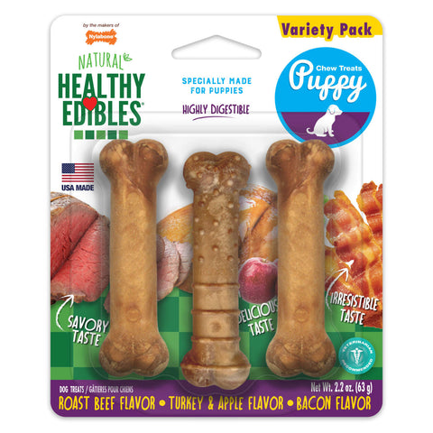 Nylabone Puppy Edibles Variety Pack 3 Pack Petite 63gm