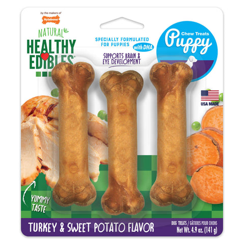 Nylabone Puppy Edibles Turkey/Sweet Potato 3 Pack 141gm