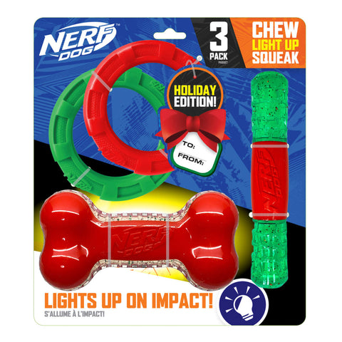 Nerf Gift Set Assorted LED Squeak Toys, Rings & TPR Stick