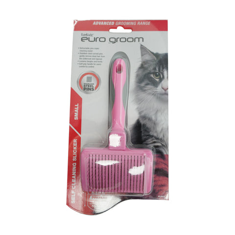 Euro Groom Self Cleaning Small Slicker Brush Soft Pin Cats