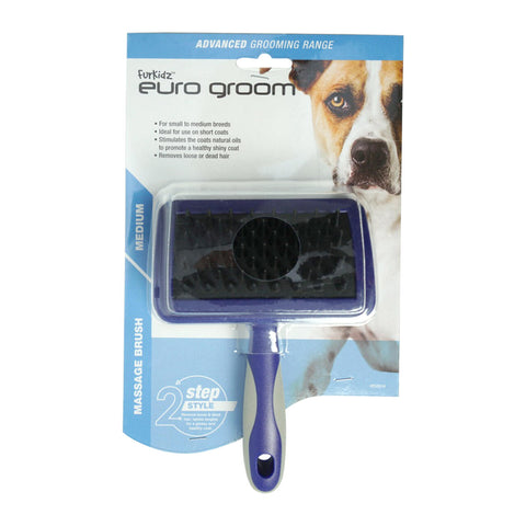 Euro Groom Dog Massage Brush Medium Rubber Pin