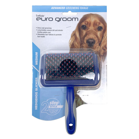 Euro Groom Dog Hedgehog Slicker Medium Red Tip