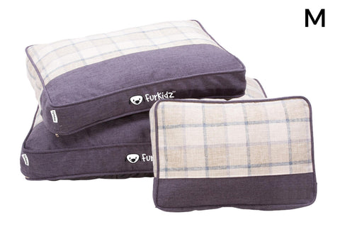 FurKidz Linen Double Colour Mattress Beige/Brown Medium 76 x 53 x 22cm