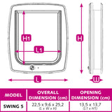 SWING 5 Cat/Small Dog Doors 4 Way+Direction Controller White