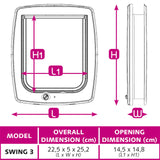 SWING 3 Cat/Small Dog Doors 4 Way Control White