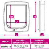 SWING 15 Large Dog Door 4 Way Control White