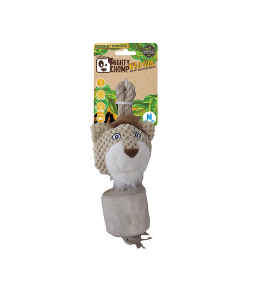 Mighty Chomp Safari Coffee Wood Lion Cub w/Rope 25cm