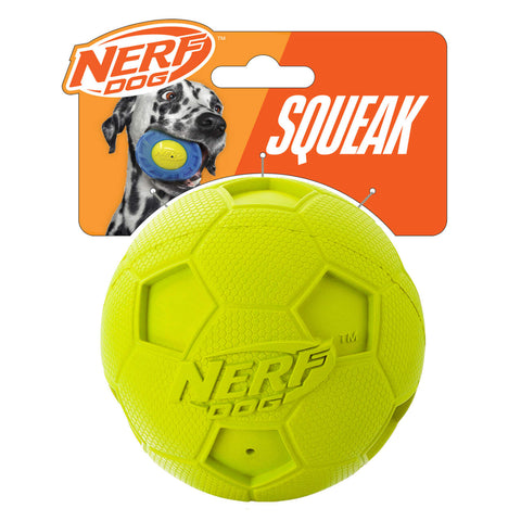 Nerf Rubber Squeak Soccer Ball Green 10 cm