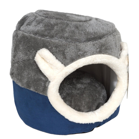Furkidz Luxury IGLOO Cat Home/Bed Grey/Blue 40 x 32cm