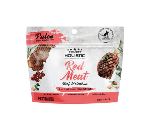 Absolute Holistic Air Dried Cat Treats Red Meat Beef & Venison - 50gm