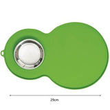 Catit Flower Peanut Mat with Stainless Steel Bowl Green