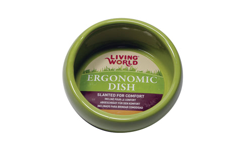 Living World Ceramic Ergonomic Pet Dish Green Small
