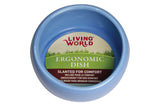 Living World Ceramic Ergonomic Pet Dish Blue