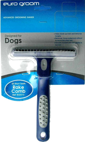 Euro Groom Dog Rake Comb 20 Short Teeth