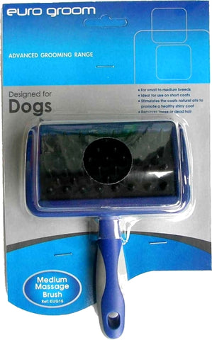 Euro Groom Dog Massage Brush Medium Rubber Pin