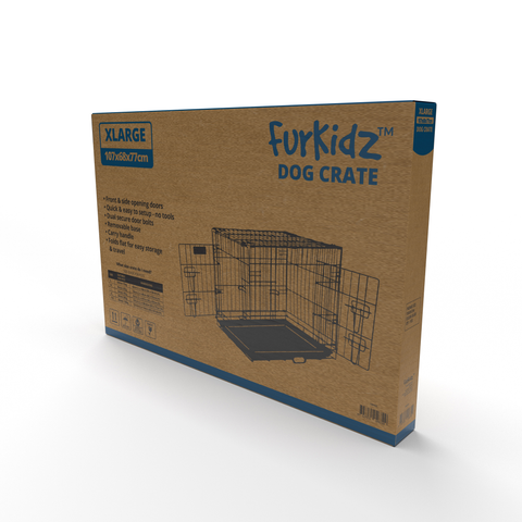 Furkidz Wire Dog Cage - Black 107 x 77 x 68cm