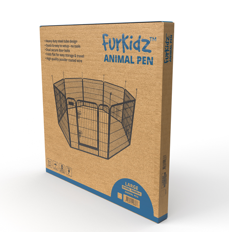 Furkidz Tube Wire Animal Enclosure Black - 8 Panels 100 x 80cm