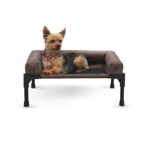 Elevated Pet Bolster Bed Chocolate/Grey Small 55 x 43cm