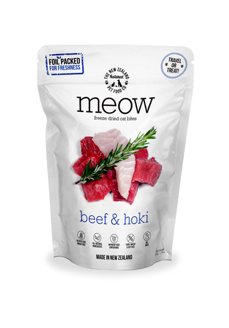 Meow Freeze Dried Cat Food Beef & Hoki Fish - 50gm