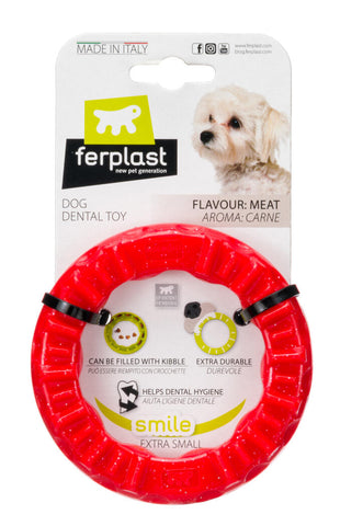 SMILE Dog Dental Ring XSmall Red