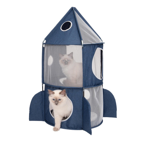 Vesper Rocket Cat Home Blue 90 x 90 x 50cm